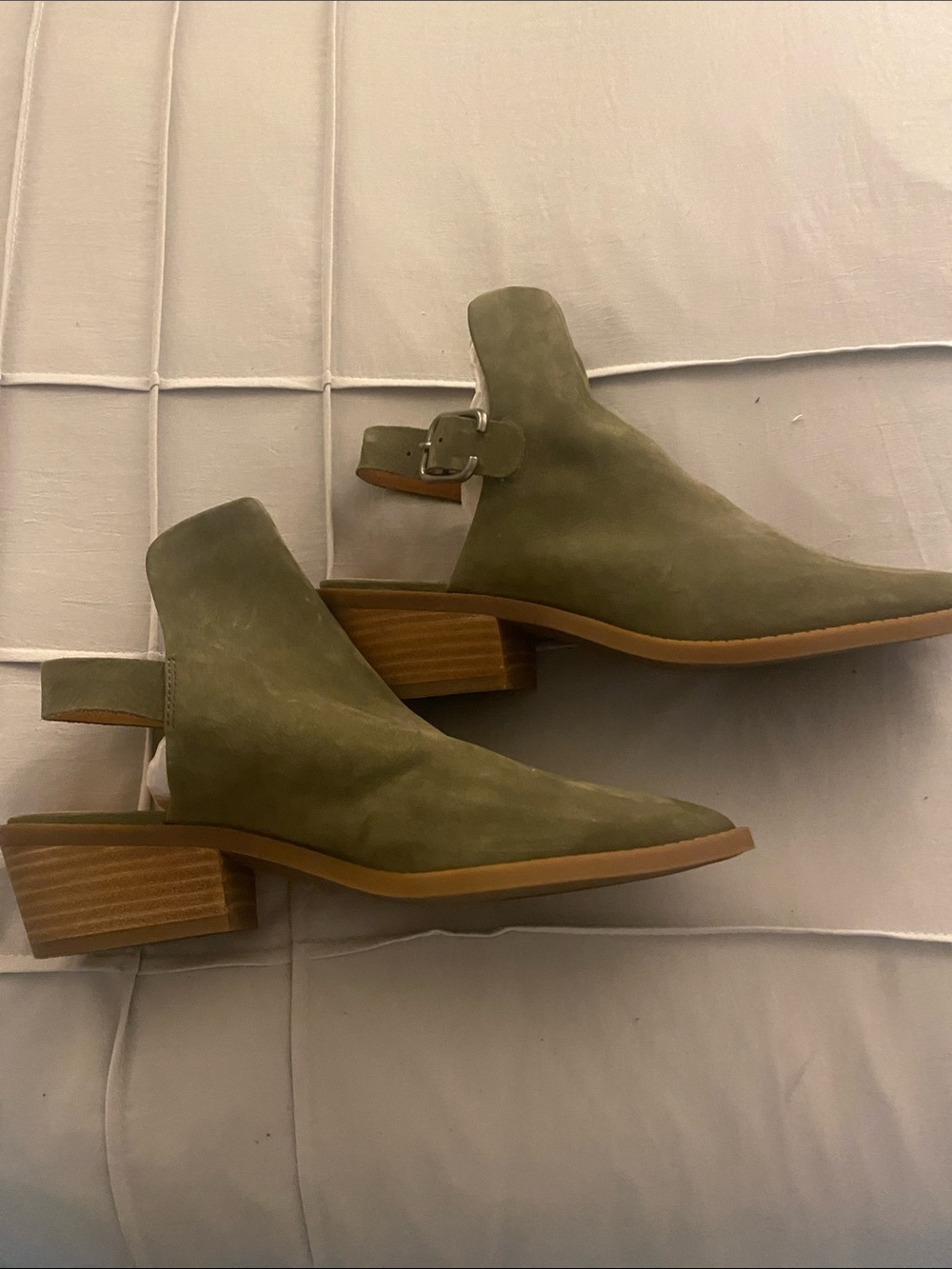 Lucky Brand Olive Green Suede Slingback Mules Size 8.5